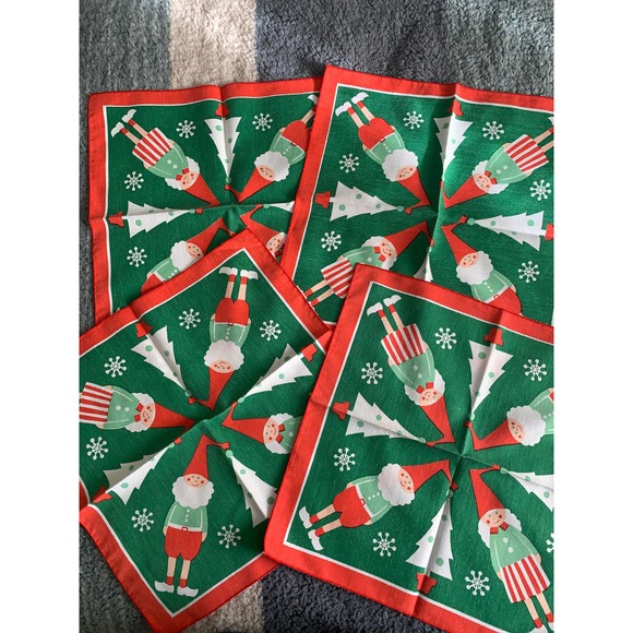 Scandinavian Christmas Cotton Napkin Set Modern Danish Dutch Boy Girl Design - Picture 9 of 9